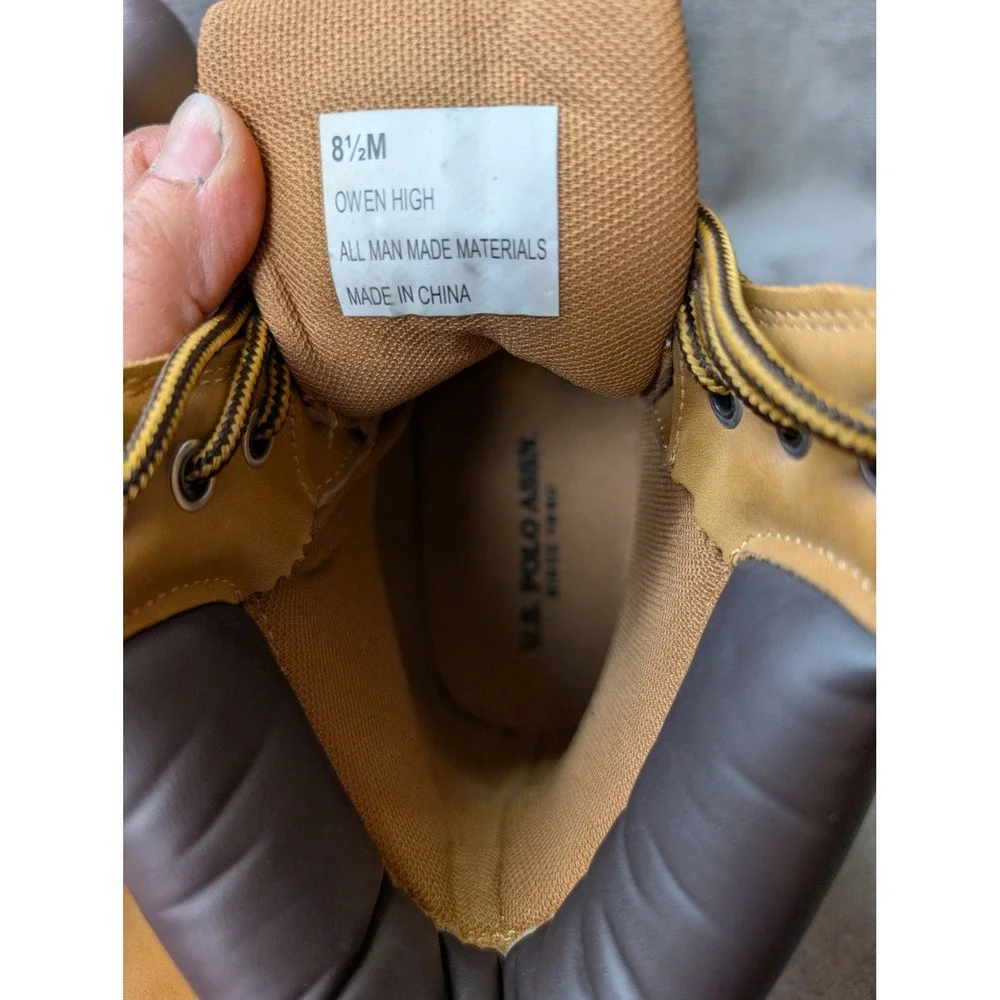 U.S. Polo Assn‎ Owen High Wheat Tan Lug Sole Lace Up Work Boots Mens 8.5 M